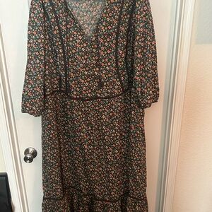 Old Navy Black Ruffled Tiered Sundress with Bishop Sleeves